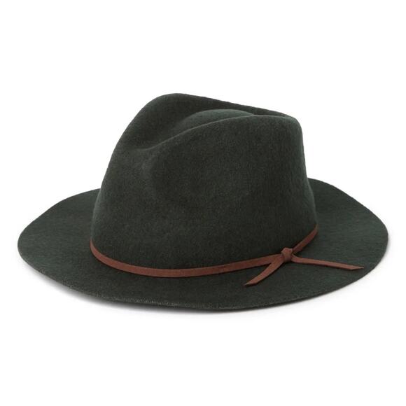 Brixton Fedora Hat Wide Brim Wool Moss Green New One Size - Picture 1 of 5